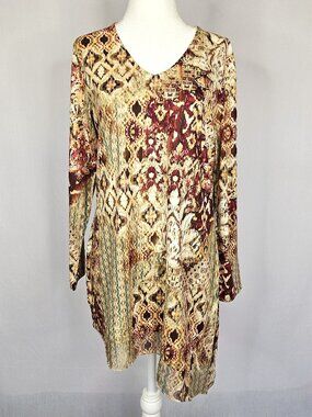 Chico's Asymmetrical Tunic Top | Southwestern Mesh Hem | Size 0